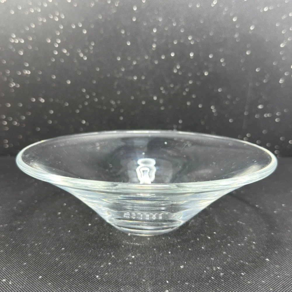 Crabtree & Evelyn Clear Glass Flared Vanity Dish Trinket Bowl 6 Inch Container